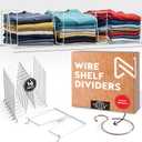 Tall White Wire Shelf Dividers for Closet Organization  Sturdy and Easy Set-Up Closet Shelf Dividers with Bonus Rose Gold Hanger (16 inch Wire Shelves, 8-Pack)