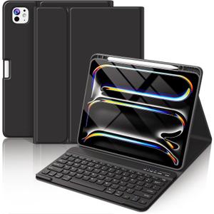FUWANG Keyboard Case for iPad Pro 13 inch (M5/M4) 2025/2024, Magnetic Detachable for iPad Pro 13 inch Case with Keyboard, Folio Case for iPad pro 13'' M5/M4 with Pencil Holder Auto Sleep/Wake - Black
