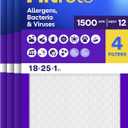 Filtrete 18x25x1 Air Filter, MERV 12, MPR 1500, Allergens, Bacteria & Viruses, 3-Month AC and Furnace Filters, Cleaner Air, Reliable Airflow, 4 HVAC Filters (Actual Size 17.81 x 24.81 x 0.78 in)