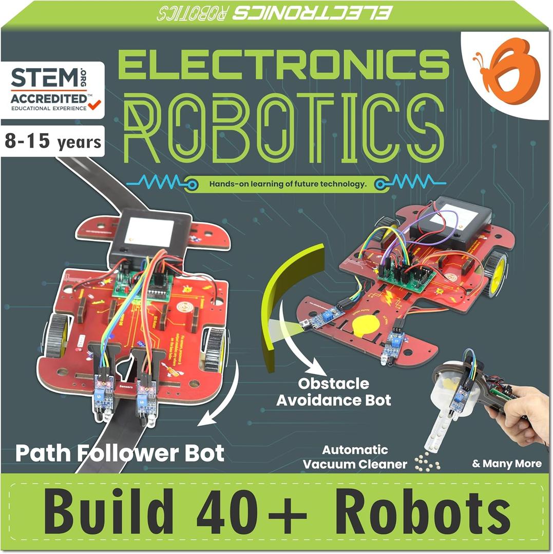 ButterflyEdufields 40in1 STEM Robotics Kits for Kids 8-12 Years | DIY Robots Projects for Kids with Electronics Board & Sensors | Best Educational Homeschooling Gift for 8 10 12 Years | 100+ Parts