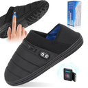 BIAL Unisex Electric Heating Pad Slippers, Rechargeable Battery Shoes Cordless Heat Foot Warmer, Black + Aqua Blue, Large