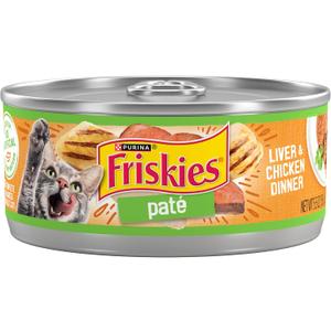 Purina Friskies Wet Cat Food Pate, Liver and Chicken Dinner - (Pack of 24) 5.5 oz. Cans (EXP 03/01/28)