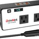 200W Car Power Inverter, Car Plug Adapter Outlet 12V to 110V Converter with 24W USB Fast Charging Port, Dual AC Outlet for Laptop, Vehicles, Camping (LED Display) (White)