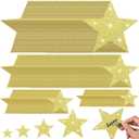 256 Pcs Glitter Star Cutouts Paper Decoration Back to School Cardboard Glitter Star Wall Decor Confetti Cutouts for Bulletin Board Classroom Movie Night Party Decoration 4 Sizes(Gold)