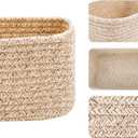MiniArk Small Storage Baskets for Organizing | Closet Organizer Bins | Shelf Toy Basket | Woven Rope Baskets | Cube Decorative Box | Shallow Basket | L11.5xW7.5xH4.7| Brown
