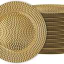 JEVERGN 40 Pack Gold Charger Plates Bulk, 13" Hammered Chargers for Dinner Plates, Gold Plate Chargers Set of 40, Round Plastic Charger for Wedding, Party Event, Dinner, Table Setting