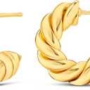 Amazon Essentials Sterling Silver Twisted Rope Hoop (15 mm, Yellow Gold)