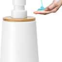 Soap Dispenser Plastic Bamboo with Pump Liquid Hand Lotion Dispenser for Shampoo Bathroom Kitchen 12 oz White 2 Pack