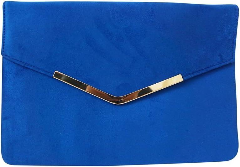 Envelope Foldover Casual Evening Clutch Bag (Royal Blue Suede)