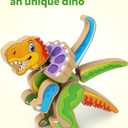 Coogam Build Your Own Dinosaurs Toy, Snap Together Building Dinosaurs Playset, Wooden STEM Take Apart Dinosaur Builder, Montessoi Fine Motor Building Toy Gift for 3 4 5 Years Old Kids, Small