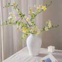 Ceramic Flower Vase Home Decor, 9 in Farmhouse Table Vase Rustic Vintage Living Room Kitchen Bedroom Pottery Decorative Vases for Flowers House Shelf Office Coffee Desk Dining Entryway Decor, White