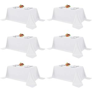 Fitable White Table Clothes for Rectangle Tables, 6 Pack - 90 x 132 Inch - Reusable and Elegant Tablecloths, Polyester Fabric Table Covers for Wedding, Party, Banquet, Formal Events