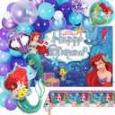 107 PCS Birthday Party Decorations Include Theme Balloon Arch Kit, Backdrop, Tablecloth, Foil Balloon for Adult Party Supplies