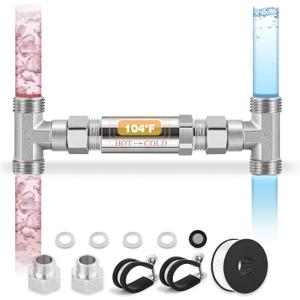 Upgraded 304 Stainless Steel Bypass Sensor Valve Kit for Instant Hot Water Recirculating System Replacement for the plastic Sensor Valve