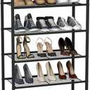 HOMEFORT Shoe Rack 6-Tier, Shoe Storage Shelf, Industrial Shoe Tower, Narrow Shoe Organizer for Closet Entryway, Small Shoe Rack Table with Durable Metal Shelves, Rustic Brown (6-Tier (11.8"D x 23.23"W x 40.55"H))