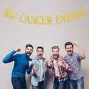 4 x Big Cancer Energy Banner, Cancer Birthday Decor, 12 Zodiac Constellations Birthday Themed Party Decorations (Gold Glitter)