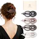 Matte Large Flat Hair Clips for Thick Hair, French Claw Clips for Women, Lay Flat Duckbill Hairclips, Non-Slip, Strong Hold - Black, Brown, Gray, White, 4Pcs