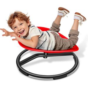 FERUERW Spinning Chair for Autistic Kids, Sensory Swivel Chair, 220LBS Weight Capacity, Sensory Toy for Children with ADHD/Autism, Training Body Coordination, 3+ Years (Red)