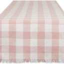 DII Heavyweight Fringed Check Tabletop Collection, Table Runner, 14x72, Pale Mauve