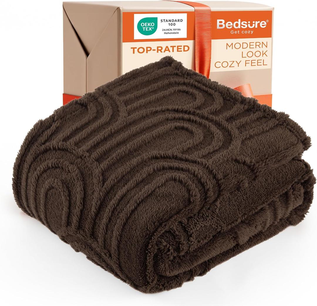 Bedsure GentleSoft Twin Blanket for Bed - Cozy Soft Blankets for Women, Cute Small Fleece Throws for Girls, Graduation Decorations Gift for Her Him School Dorm, Dark Brown, 60x80 Inches