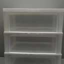 Plastic Storage Drawer Cart, Medium Home Organization Storage Container with 3 Large Clear Drawers With Wheels (WHITE)