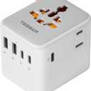TESSAN Universal Travel Adapter, International Power Adapter with Extra 2 Prong AC Outlet, 5 USB Ports (3 USB C), Worldwide Plug Adaptor for US to Europe UK Australia Ireland (Type C G A I)