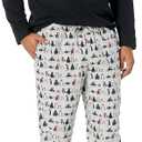 Amazon Essentials Men's Flannel Pant and Long-Sleeve T-Shirt Pajama Set (X-Large, Black/Penguin)