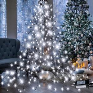 Easy Christmas Tree Lights Indoor Outdoor, 420 LED Christmas String Lights 8.2FT x 12 Lines with 8 Modes & Timer, Waterproof Twinkle Lights Plug in for 6FT Xmas Tree Christmas Decoration (Cool White)