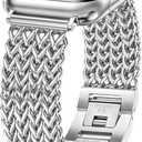 JR.DM Silver Bracelet Band for Women Compatible with Apple Watch 42mm(S3/2/1) 44mm 45mm 46mm 49mm Designer Stainless Steel Metal Chain Dressy Strap for iWatch Series 11/10/9/8/7/6/5/4/SE/3/2/1/Ultra