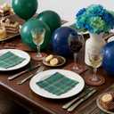 Gersoniel 50 Pcs Blue and Green Tartan Plaid Bear Baby Shower Napkins Bulk Vintage Scalloped Edges Baby Shower Disposable Paper Napkins for Neutral Gender Reveal Birthday Wedding Party Supplies