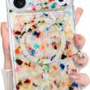 Bonoma for iPhone 17 Pro Case 2025, Sparkly Luxury Marble Back, Magnetic Support for MagSafe Shockproof Cover, Crystal and Corner High-Duty Protection for Girls Women