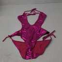 Sexy Metallic Bodysuit Tops, Snap Crotch, Pool Party Rave Outfits (2-4, Hot Pink)
