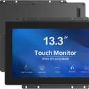 13.3 Inch 1000 Nits High Brightness 10 Points Open Frame Touch Display, Industrial PCAP Touchscreen Monitor, VGA+HDMI+DVI Port - 16:9-1920 x1080