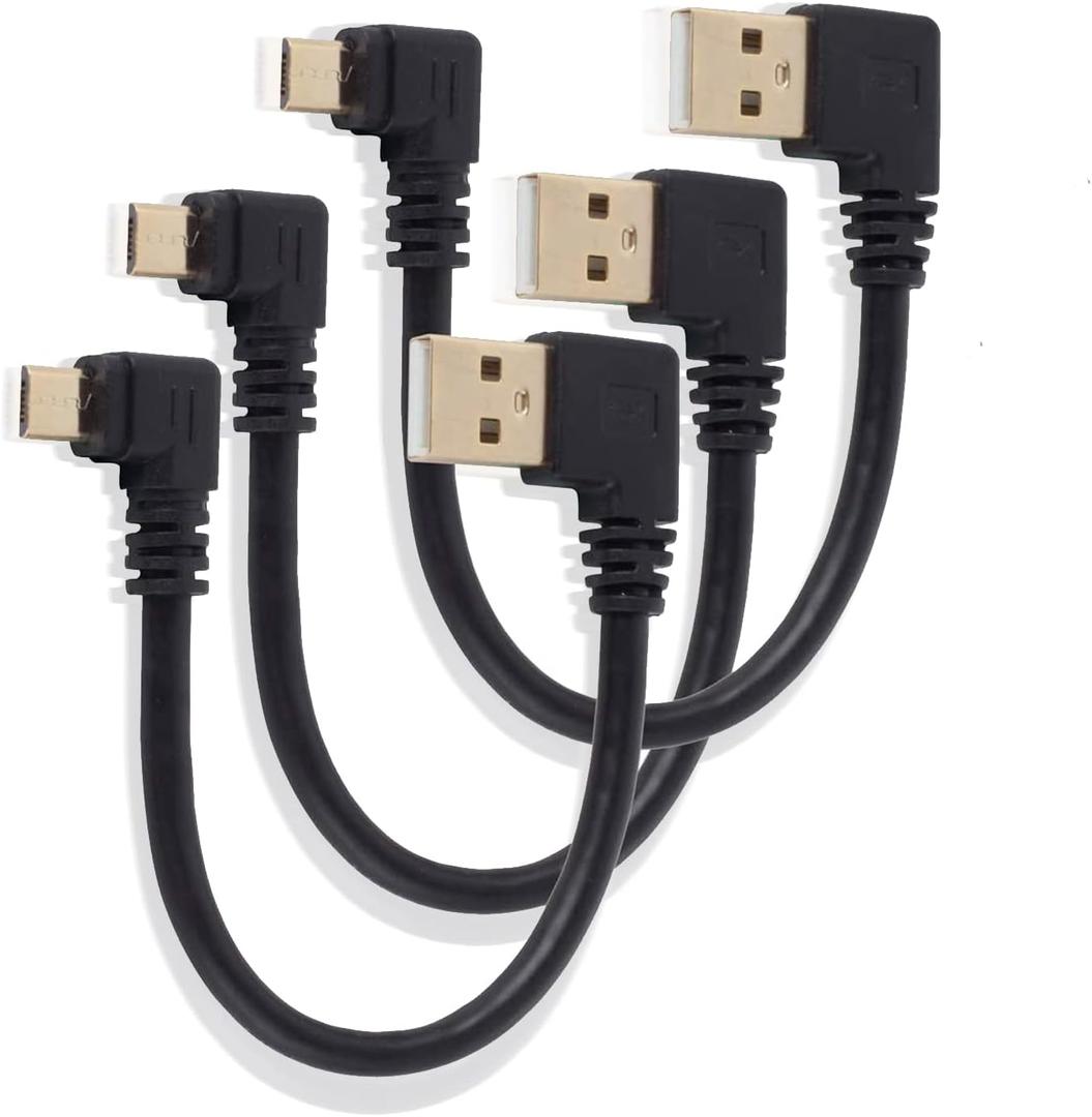 USB to Micro USB Cable 6Inch Right Angle Short USB Micro Cord 90 Degree Fast Charging Cable with Gold Plated Connectors for Samsung Galaxy S7/S6/S5 Kindle Fire TV Stick More (3-Pack)
