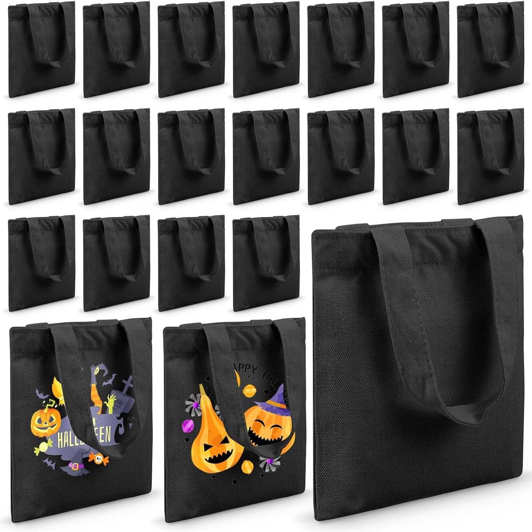 Amylove 24 Pcs Mini Tote Bag Sublimation Blank Canvas Tote Bags Reusable Grocery Luggage DIY Sack Goody for Party Even (10 x 10 Inch,Black)