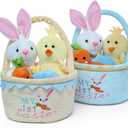 My First Easter Basket Stuffed Plush Playset Baby's First Easter Basket Stuffed Cartoon Bunny Easter Egg Plush Basket for Kids 5pcs (Yellow)
