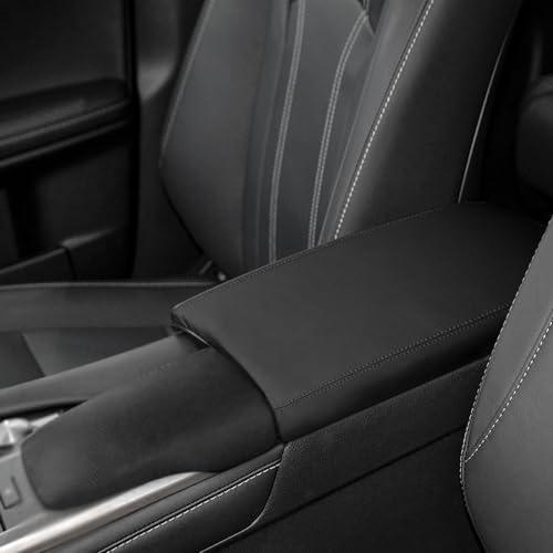 DEYTOP Center Console Cover for Lexus RX350 2016-2022 Accessories Car Armrest Cover for Lexus RX350L/ 450H 2022 2021 2020 Leather Armrest Pad (NOT for 2023 RX350) (Black with Black Stitches)