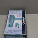 Conair Cord-Keeper Dryer with Folding Handle and Retractable Cord, 1875W Travel Hair Dryer, Ionic Technology, Teal (Blue)