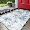 24"x36" Non Slip Door Mat, Indoor Doormat, Grey Blue Spots, 2' x 3' (Rectangular), Faux Wool & Fur Blend, Machine Washable