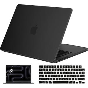 EooCoo Case Compatible with MacBook Pro 14 inch M5 2026-2021 M4 M3 M2 M1 Pro/Max Chip, Matte Grip, Bump-Resistant, Hard Shell Cases with Keyboard Cover, Screen Protector - Space Black