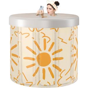 Simcat Portable Foldable Bathtub Folding Bathtub Boys and Girls Tub for Shower Soaking Hot SPA and Ice Bath Tub (80cm Sun style)