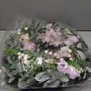 24 Inch Pastel Purple & White Spring Wreath  Elegant Farmhouse Floral Wreath for Front Door with Eucalyptus & Boxwood Greenery, Timeless Indoor Wall Decor, Weatherproof Outdoor Porch Decor