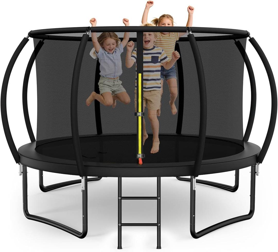 MammyGol Trampoline  244/370/427cm with All Parts, Pumpkin Design, Stable Frame Construction, Outdoor Trampoline with Enclosure Net for Family, ASTM Approved