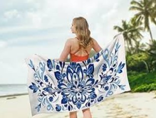 Microfiber Beach Towels - Soft & Lightweight - Absorbent, Quick Dry, Sand Free - Perfect for Beach, Pool, Travel, Camping, Picnic, Yoga - Matching Travel Bag - XL - Tropical Breeze (Extra Large (71''L x 35''W))