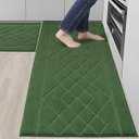BEQHAUSE Kitchen Rugs Sets of 2 Washable Soft Kitchen Mats for Floor Non-Slip Kitchen Runner Rugs Absorbent Kitchen Floor Mats for Area Rugs, Sink, Hallway, Laundry 24”x35”+24”x60”, Green
