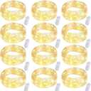 Fibevon Fairy Lights Battery Operated, 12-Pack 7.2ft w/20 LED Mini Lights Waterproof String Lights for Mason Jar/Centerpiece Table/Bedroom/Wedding/Valentines/Christmas/Outdoors/Indoor Decoration