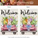 2 x CROWNED BEAUTY Easter Garden Flag Eggs Bunny Truck 12x18 Inch Double Sided Holiday Decoration for Outdoor Lawn Yard