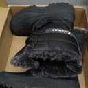 Knixmax Women's Winter Snow Boots Waterproof Mid Calf Booties Fur Lined Warm Outdoor Insulated Mucker Yard Skiing Hiking Boots Black Size 7 US / 38 EU