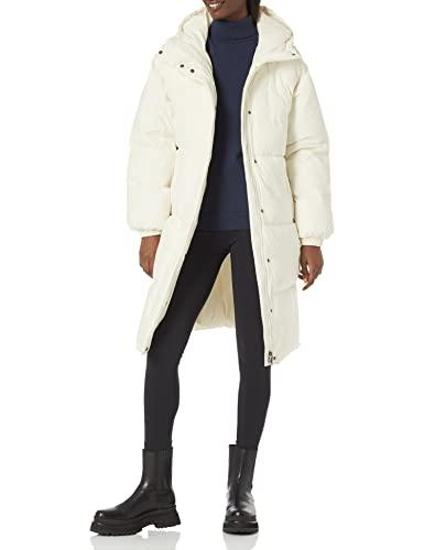 Amazon Essentials Women's Oversized Long Puffer Jacket, Eggshell White, Small