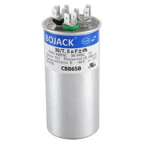 BOJACK 30+7.5 uF 6% 30/7.5 MFD 370/440 VAC CBB65B Dual Run Start Round Capacitor for Condenser Straight Cool or Heat Pump Air Conditioner or AC Motor and Fan Starting